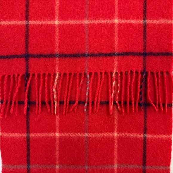 Red Tartan Plaid Wool Scarf – Classic Winter Pattern with Fringe - 12" x 54" - Picture 10 of 10